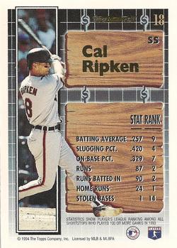 1994 Topps - Black Gold #18 Cal Ripken Back