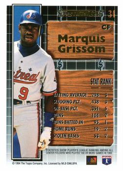 1994 Topps - Black Gold #34 Marquis Grissom Back
