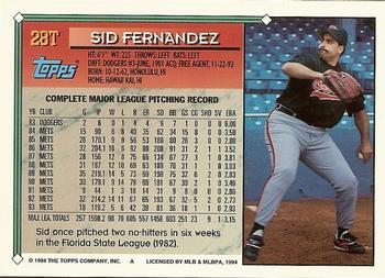 1994 Topps Traded #28T Sid Fernandez Back