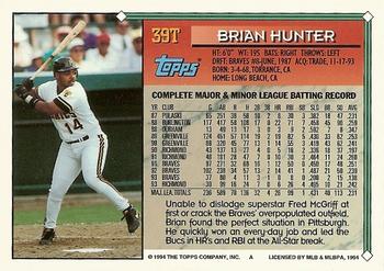 1994 Topps Traded #39T Brian Hunter Back