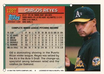 1994 Topps Traded #128T Carlos Reyes Back