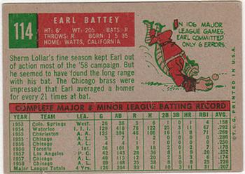1959 Topps #114 Earl Battey Back