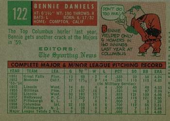 1959 Topps #122 Bennie Daniels Back