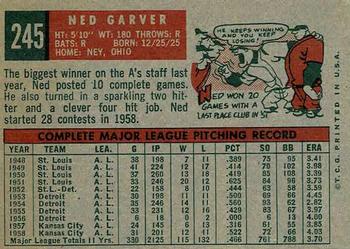 1959 Topps #245 Ned Garver Back