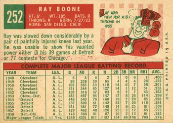 1959 Topps #252 Ray Boone Back