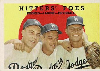 1959 Topps #262 Hitters' Foes (Johnny Podres / Clem Labine / Don Drysdale) Front
