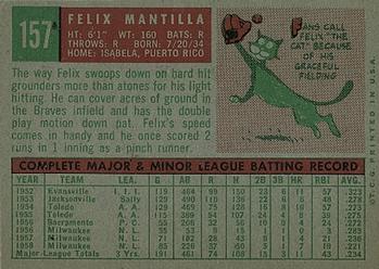 1959 Topps #157 Felix Mantilla Back