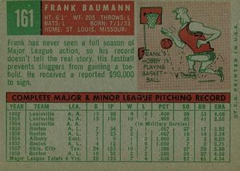 1959 Topps #161 Frank Baumann Back