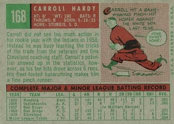 1959 Topps #168 Carroll Hardy Back