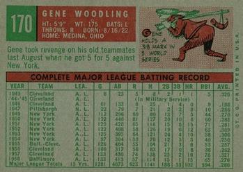 1959 Topps #170 Gene Woodling Back