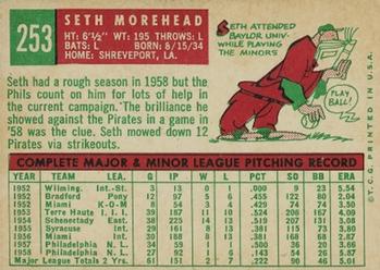 1959 Topps #253 Seth Morehead Back