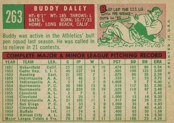 1959 Topps #263 Buddy Daley Back