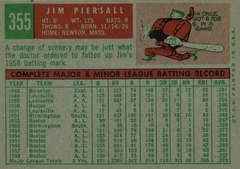 1959 Topps #355 Jim Piersall Back