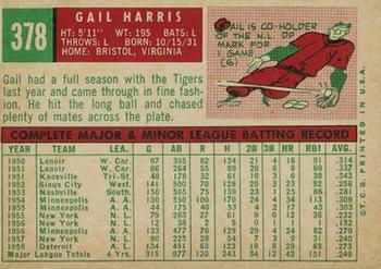 1959 Topps #378 Gail Harris Back