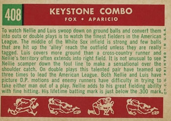 1959 Topps #408 Keystone Combo (Nellie Fox / Luis Aparicio) Back