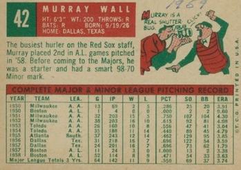 1959 Topps #42 Murray Wall Back