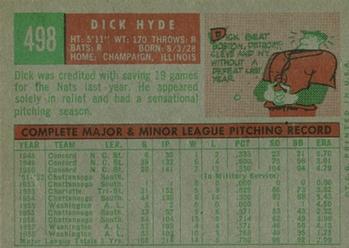 1959 Topps #498 Dick Hyde Back