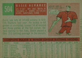 1959 Topps #504 Ossie Alvarez Back