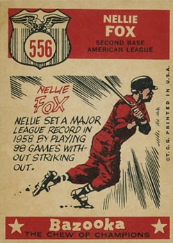 1959 Topps #556 Nellie Fox Back