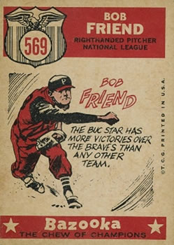 1959 Topps #569 Bob Friend Back