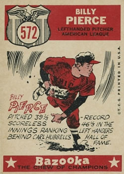 1959 Topps #572 Billy Pierce Back