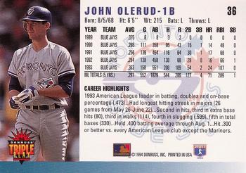 1994 Triple Play #36 John Olerud Back