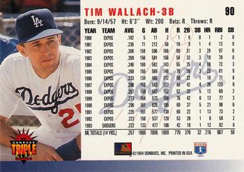 1994 Triple Play #90 Tim Wallach Back