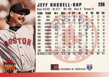 1994 Triple Play #206 Jeff Russell Back