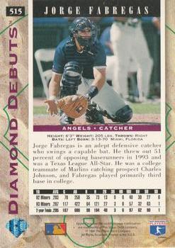 1994 Upper Deck #515 Jorge Fabregas Back