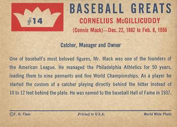 1960 Fleer Baseball Greats #14 Connie Mack Back
