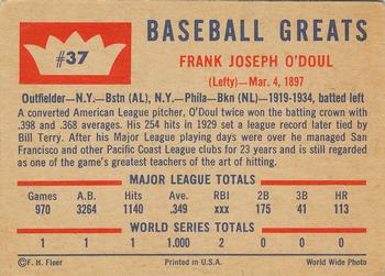 1960 Fleer Baseball Greats #37 Lefty O'Doul Back