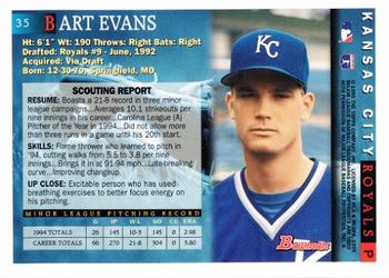 1995 Bowman #35 Bart Evans Back