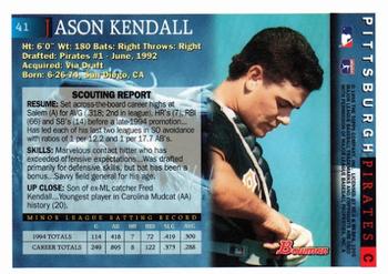 1995 Bowman #41 Jason Kendall Back