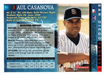 1995 Bowman #91 Raul Casanova Back