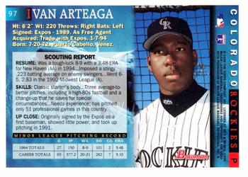 1995 Bowman #97 Ivan Arteaga Back