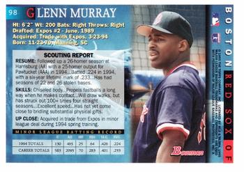 1995 Bowman #98 Glenn Murray Back