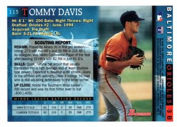 1995 Bowman #115 Tommy Davis Back