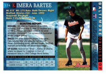 1995 Bowman #124 Kimera Bartee Back