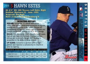 1995 Bowman #205 Shawn Estes Back