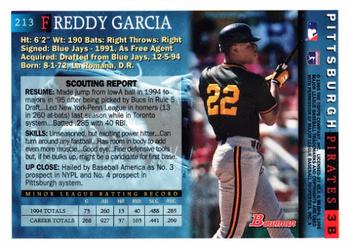 1995 Bowman #213 Freddy Garcia Back