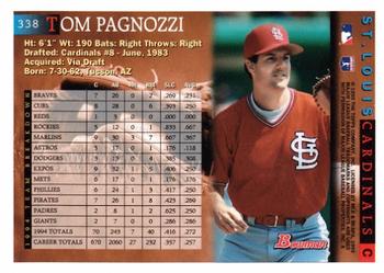 1995 Bowman #338 Tom Pagnozzi Back