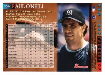 1995 Bowman #356 Paul O'Neill Back