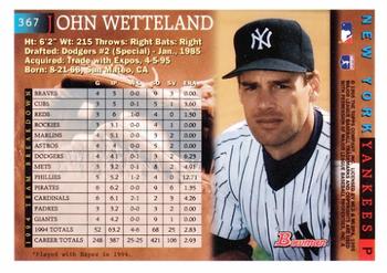1995 Bowman #367 John Wetteland Back
