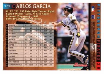 1995 Bowman #373 Carlos Garcia Back