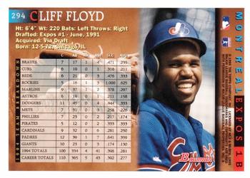 1995 Bowman #294 Cliff Floyd Back