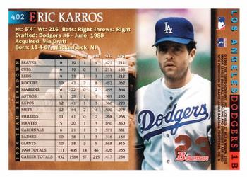 1995 Bowman #402 Eric Karros Back