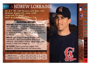 1995 Bowman #420 Andrew Lorraine Back