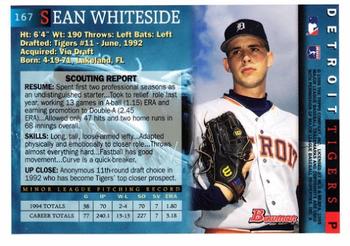 1995 Bowman #167 Sean Whiteside Back
