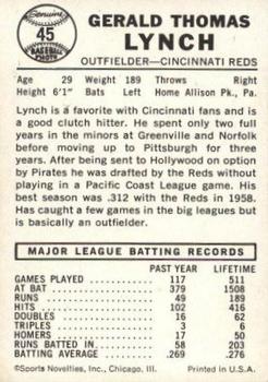 1960 Leaf #45 Jerry Lynch Back