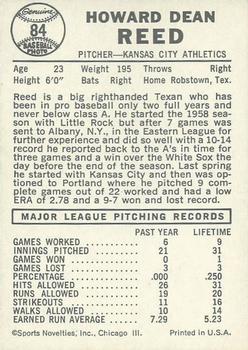 1960 Leaf #84 Howie Reed Back